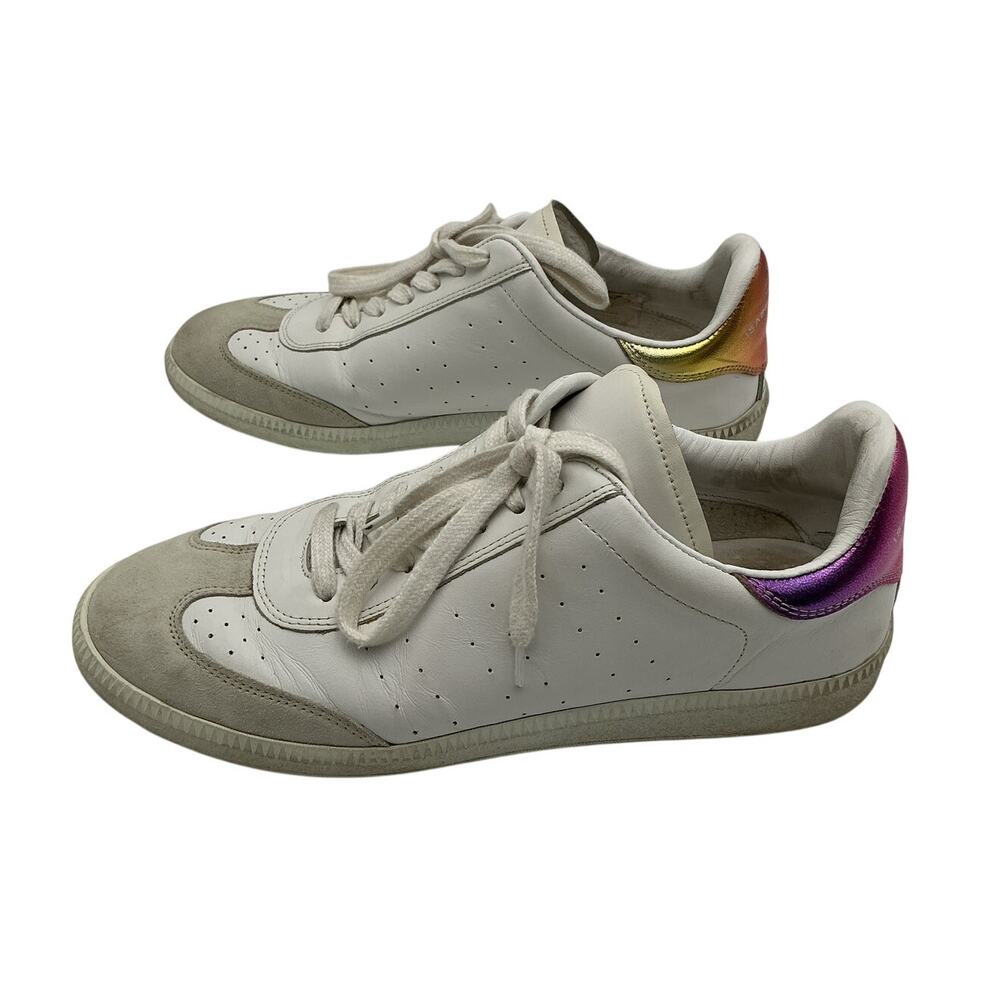 Isabel Marant Classic White & Pink Metallic Bryce Sneakers Size 40 EU / US 10 - Picture 2 of 6